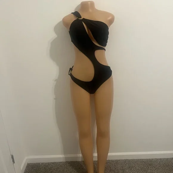 One-Shoulder Black Swimsuit - Picture 1 of 5